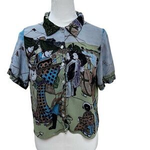 Citron of Santa Monica Women’s Medium Rayon Short Sleeve Asian Theme Shirt